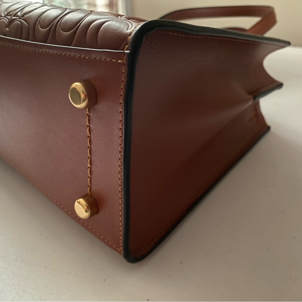 Coach Embossed Leather Bag in Rich Brown - Picture 7 of 11
